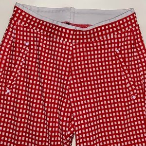 Red and white checkered dress pants